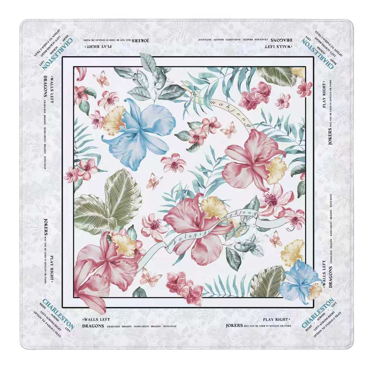 Balagigi Botanical Bloom mahjong mat, full top view