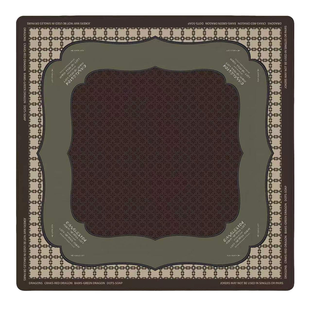 Balagigi Garden Court mahjong mat in Brown, full top view