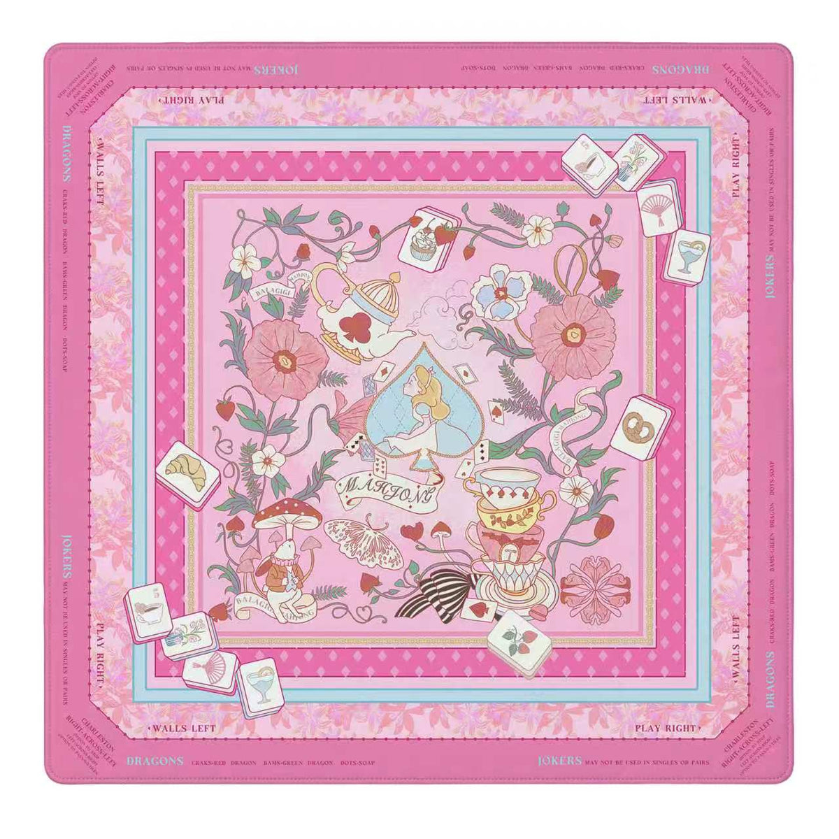 Balagigi Whimsical Tea mahjong mat, full top view